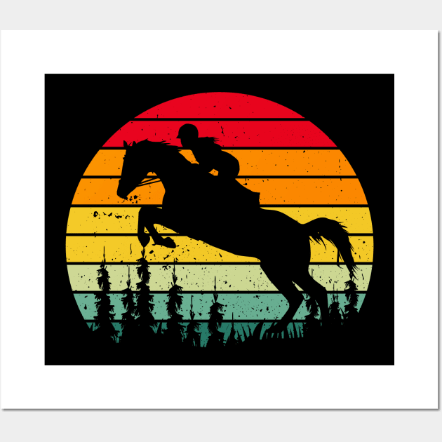 Equestrian Retro Horses Vintage Rider Wall Art by Foxxy Merch